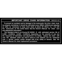 CHAIN INFORMATION Decal S1B/C KH250